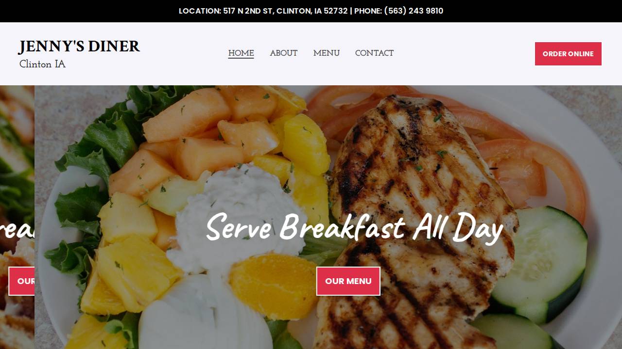 Jenny's Diner website screenshot