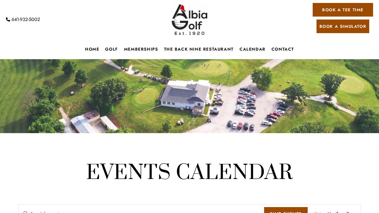Albia Golf website screenshot