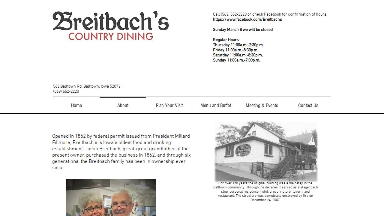 Breitbach's Country Dining website screenshot