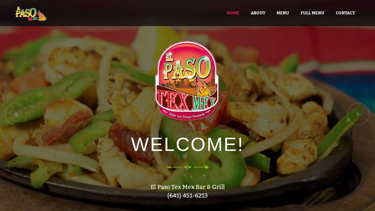 El Paso Tex Mex Bar and Grill website screenshot