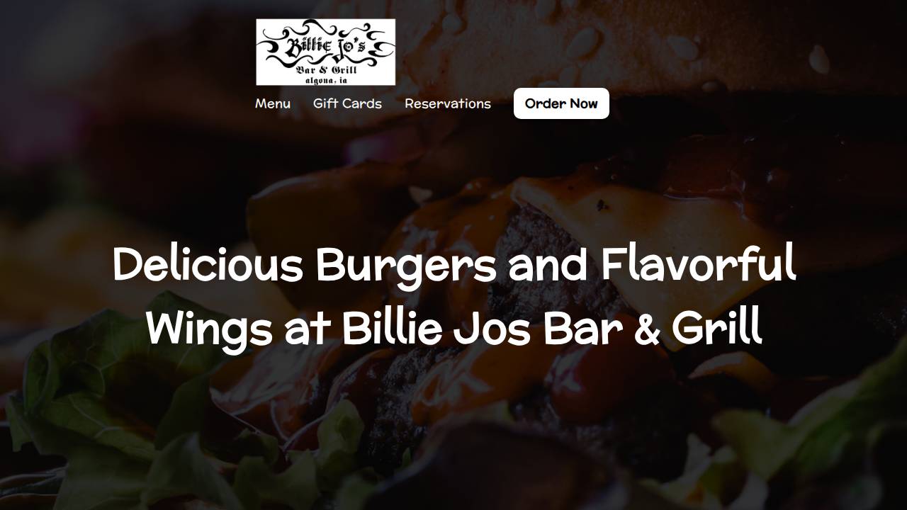 Billie Jo's website screenshot