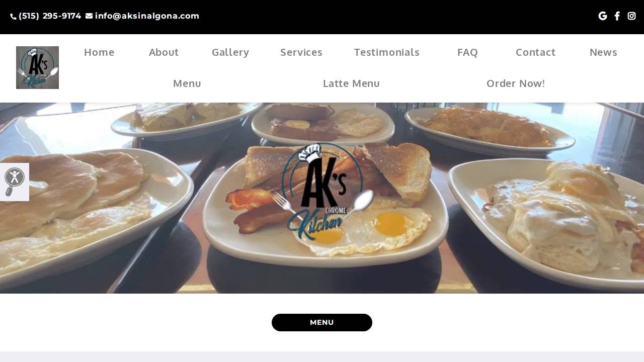 AK's Chrome Kitchen website screenshot