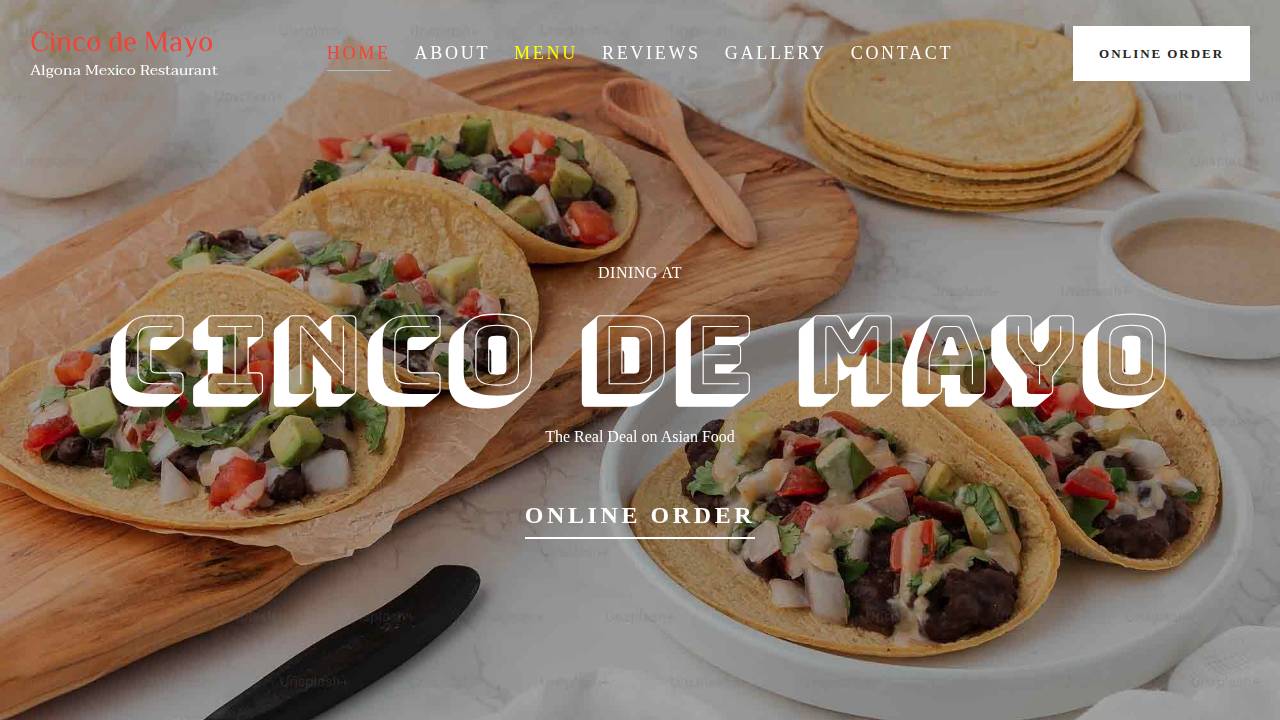 Cinco de Mayo Restaurant website screenshot
