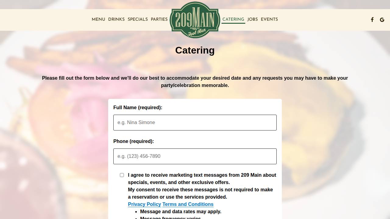 209 Main website screenshot