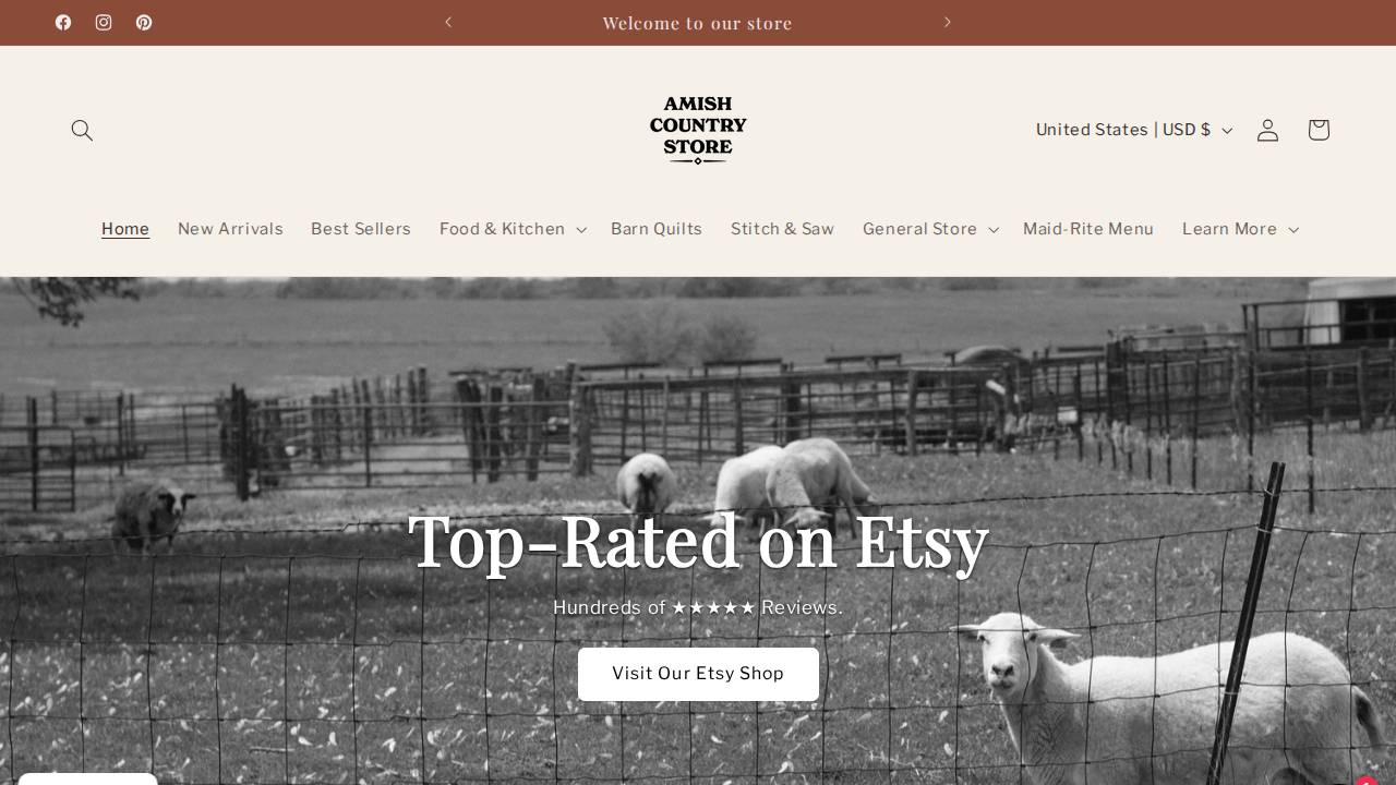 Amish Country Store website screenshot
