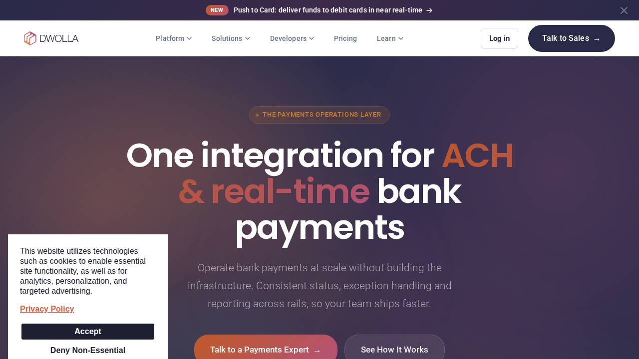 Dwolla website screenshot