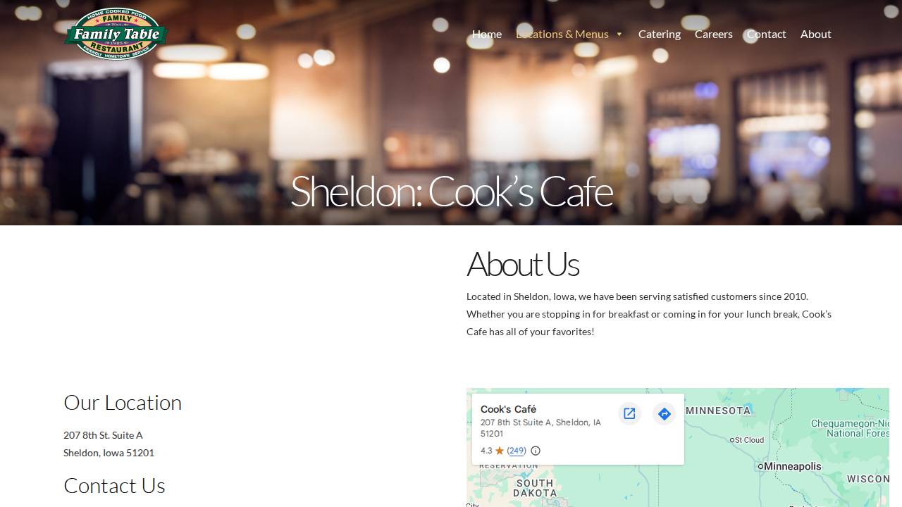 Cook's Café website screenshot