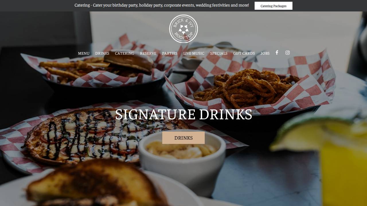 Brick & Ivy Rooftop website screenshot