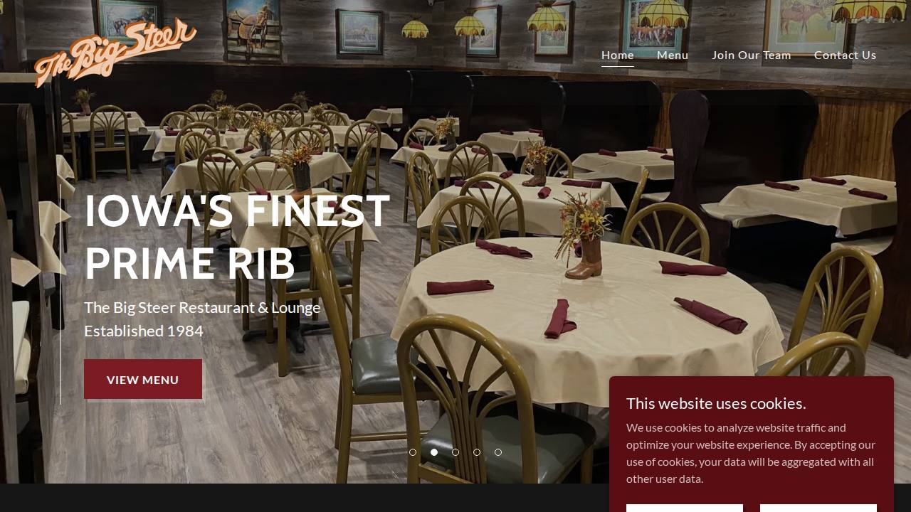 The Big Steer Restaurant and Lounge website screenshot