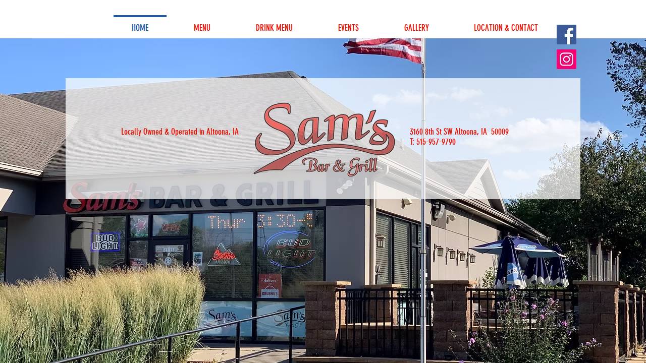 Sam's Sports Bar & Grill website screenshot