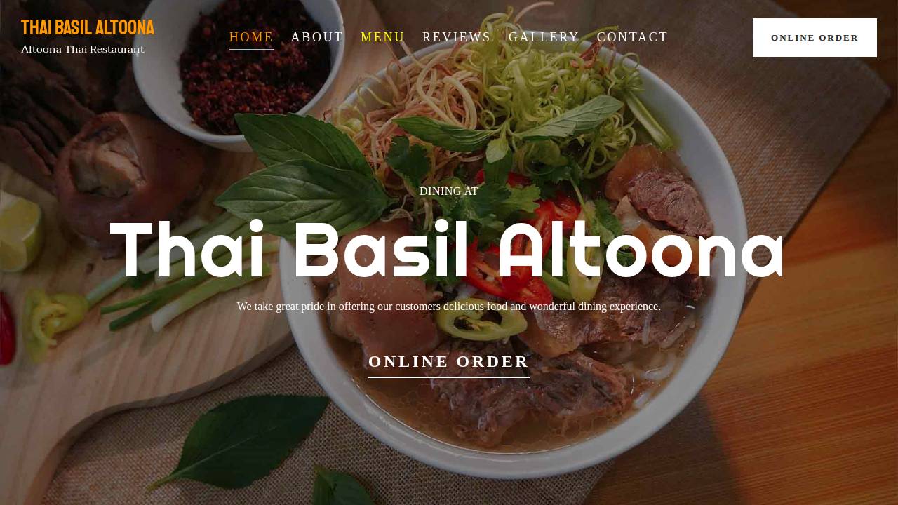 Thai Basil Altoona website screenshot
