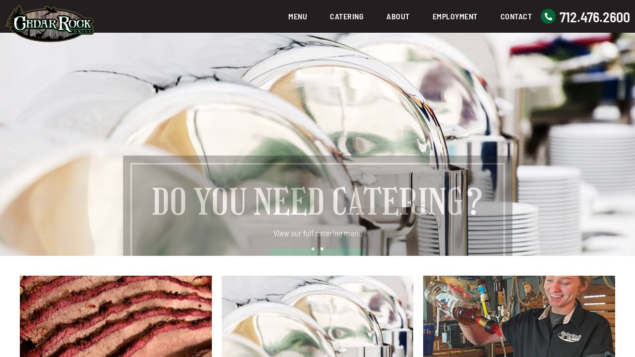 Cedar Rock Grill website screenshot