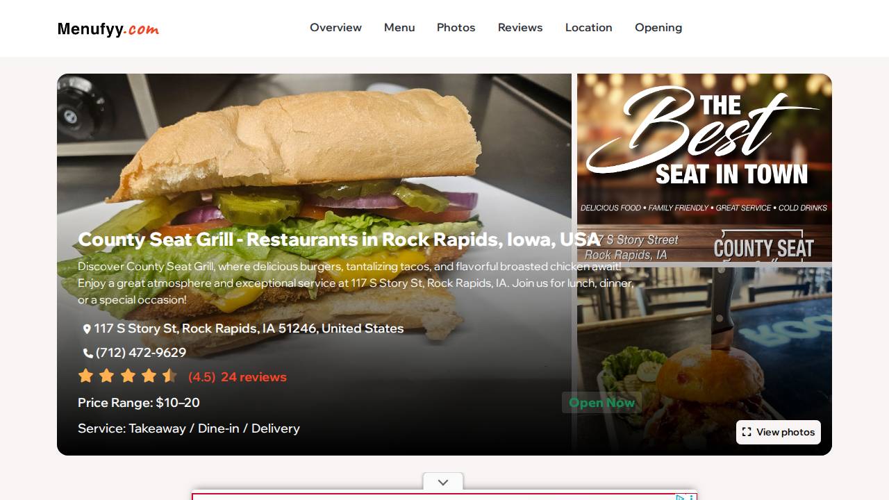 County Seat Grill website screenshot