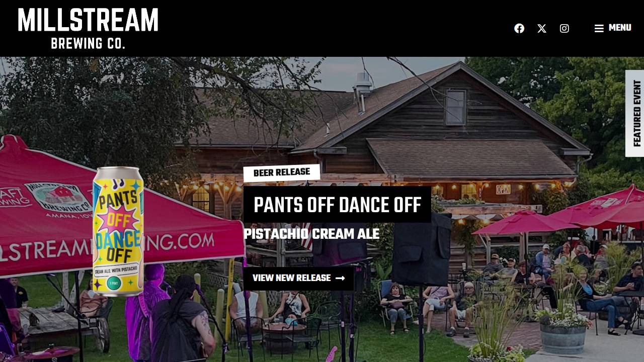 Millstream Brewing Co. website screenshot