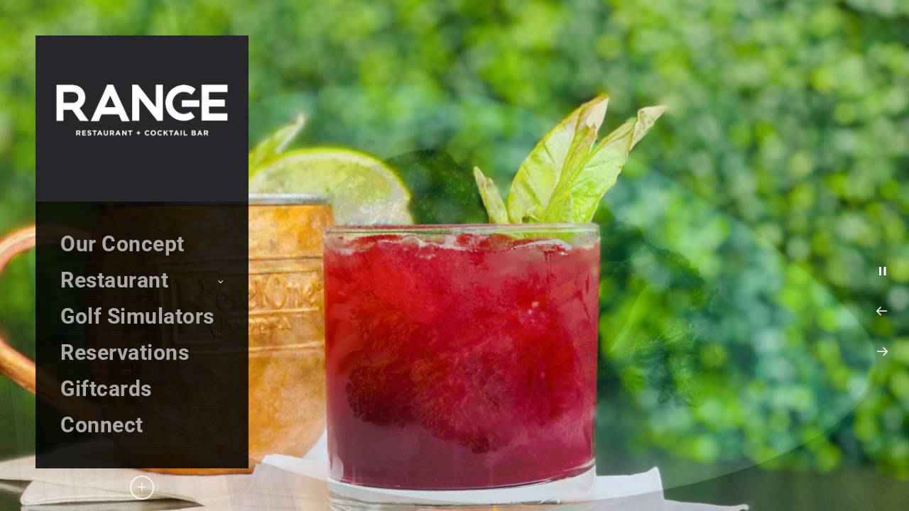 Range Restaurant + Cocktail Bar website screenshot