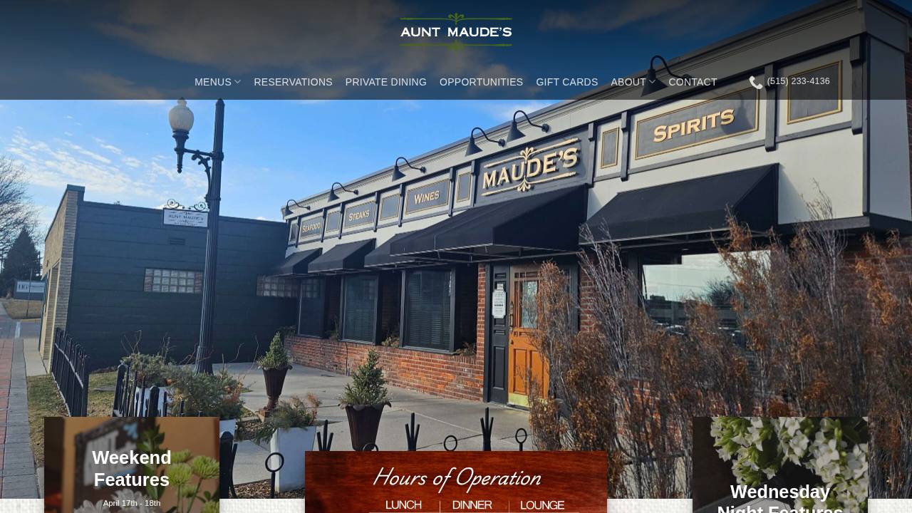 Aunt Maude's website screenshot