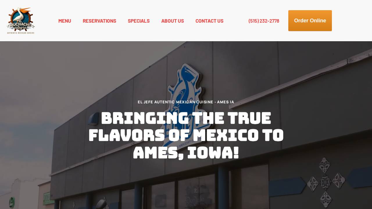 El Jefe Authentic Mexican Cuisine website screenshot