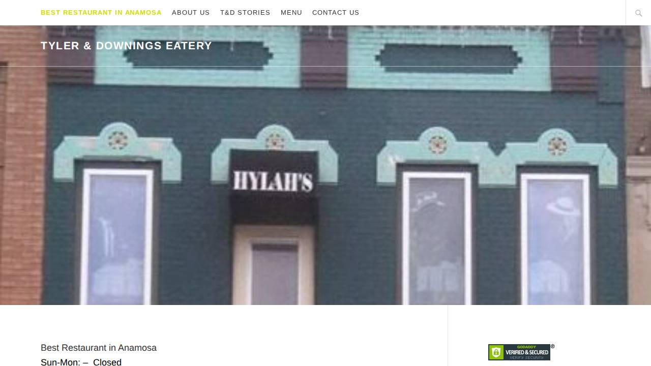 Tyler & Downing's Eatery website screenshot