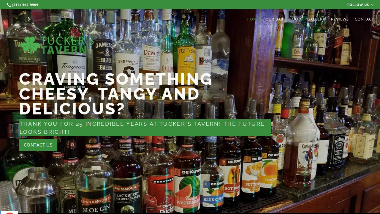 Tucker's Tavern website screenshot