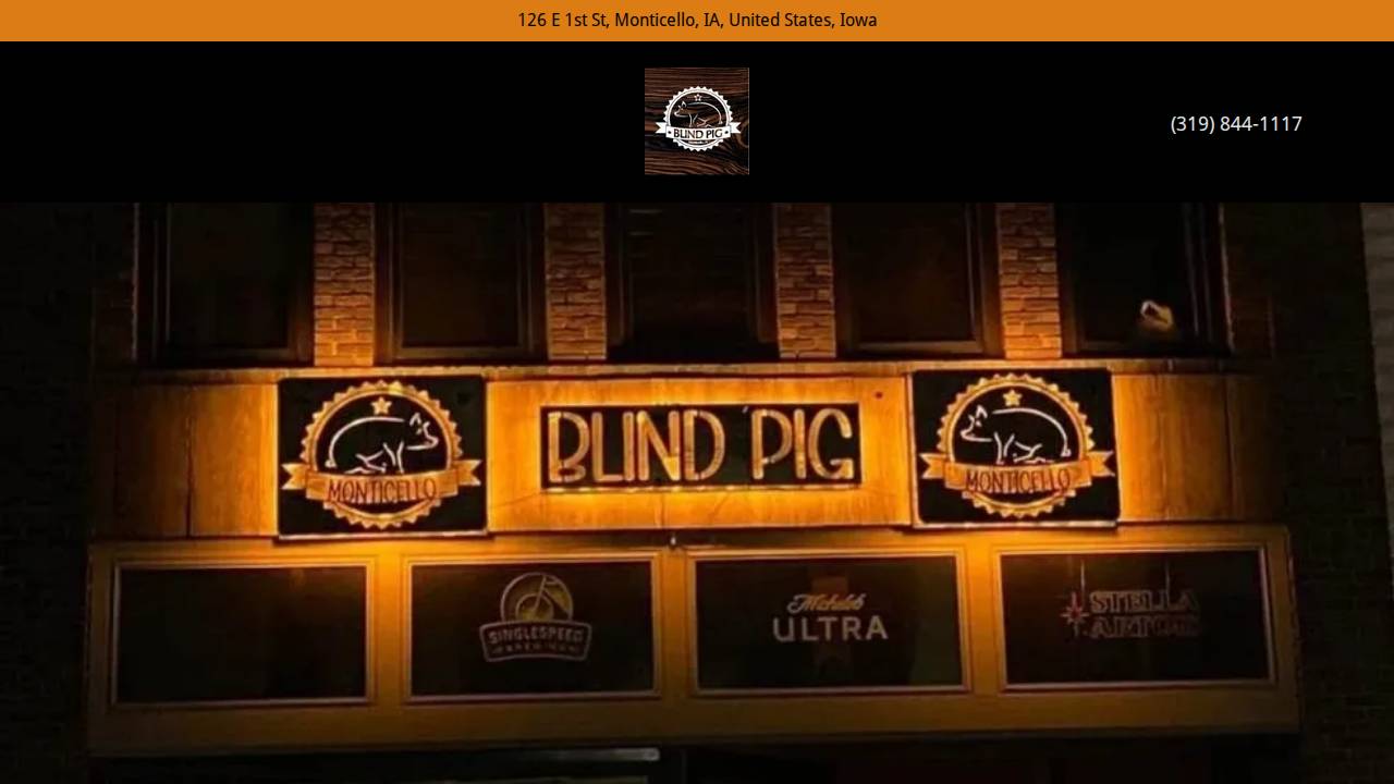 The Blind Pig - Monticello website screenshot
