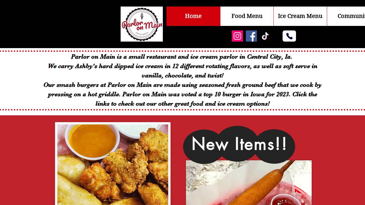 Parlor On Main website screenshot