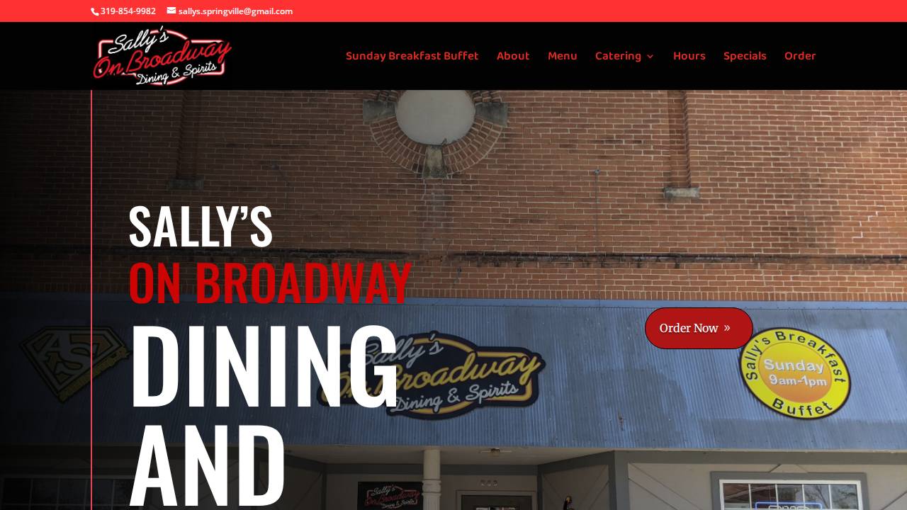 Sally's On Broadway website screenshot