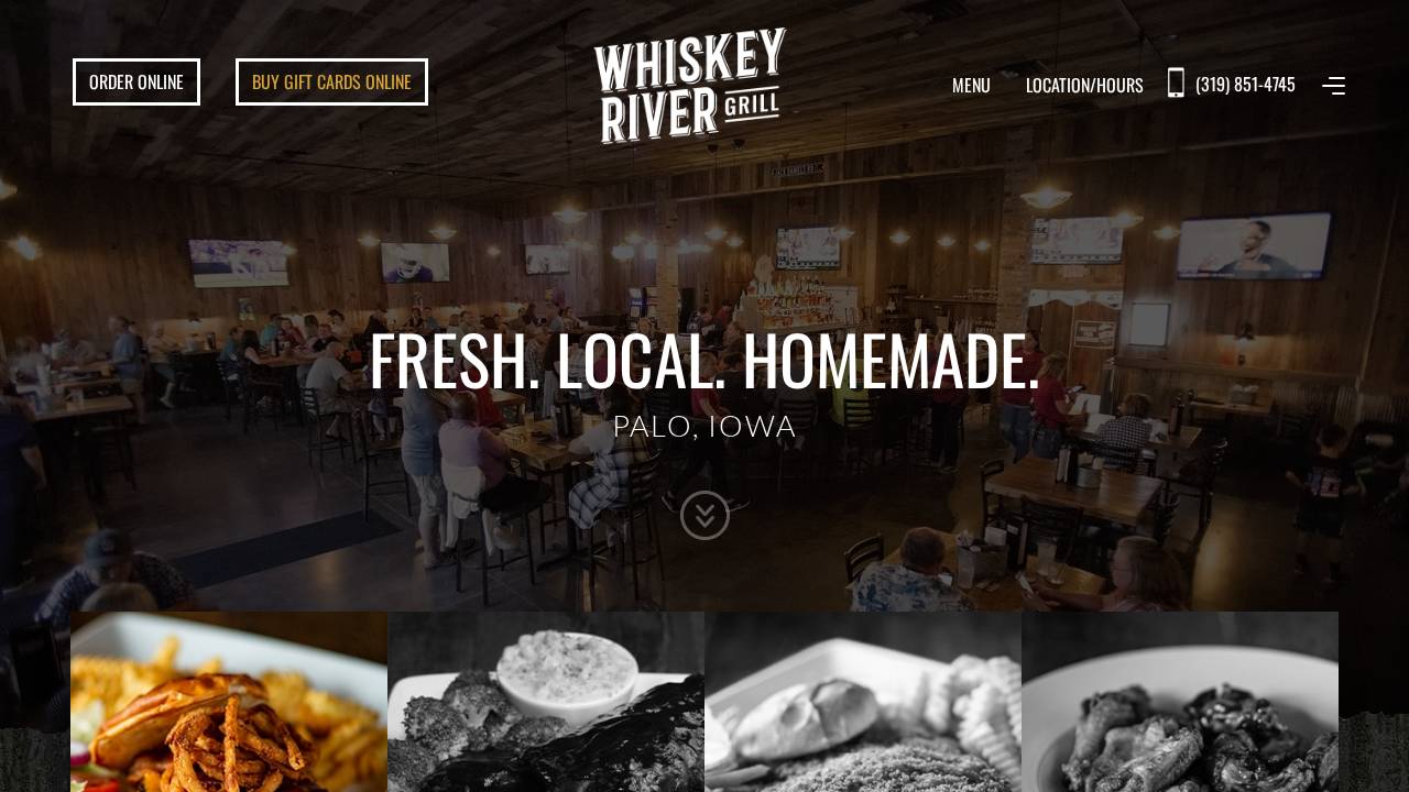 Whiskey River Grill website screenshot