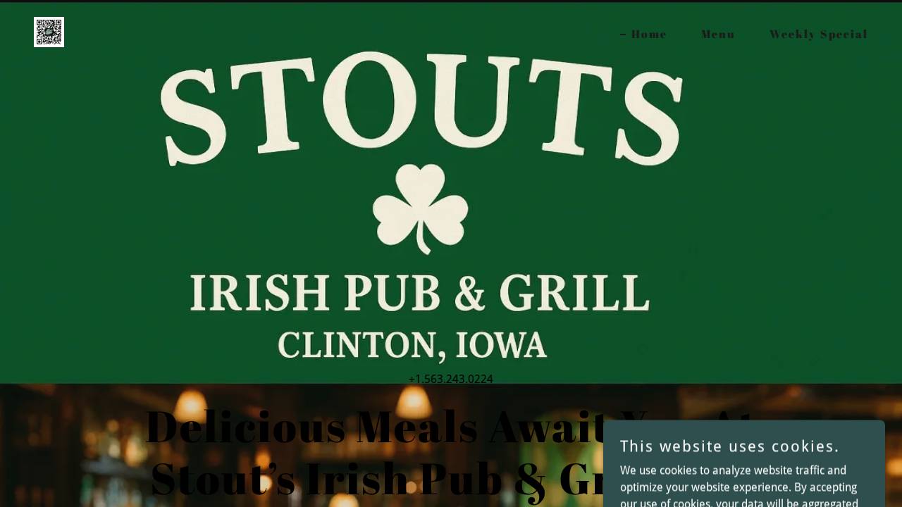 Stouts Irish Pub website screenshot