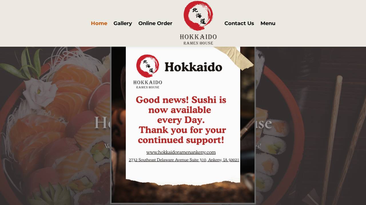 Hokkaido Ramen House website screenshot