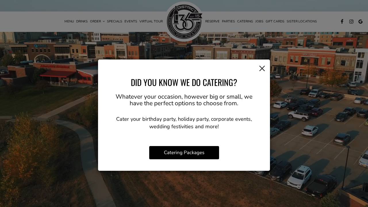 District 36 Wine Bar & Grille website screenshot
