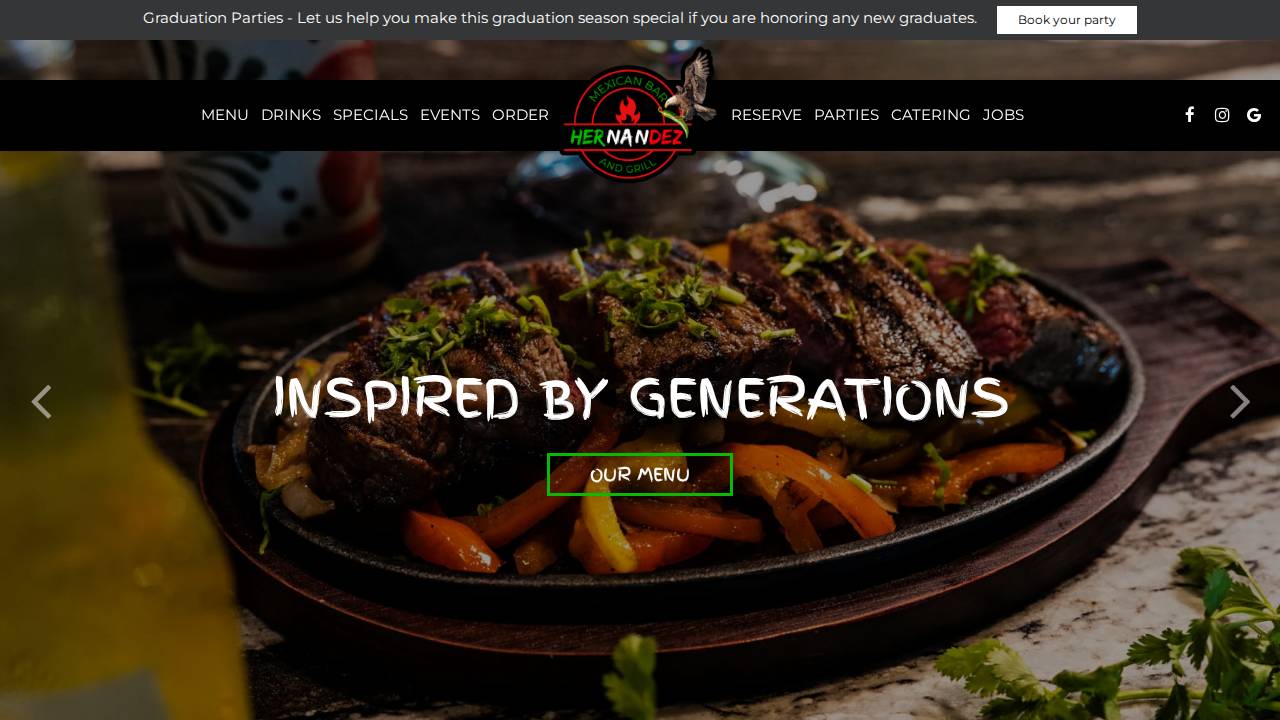 Hernandez Mexican Bar And Grill website screenshot