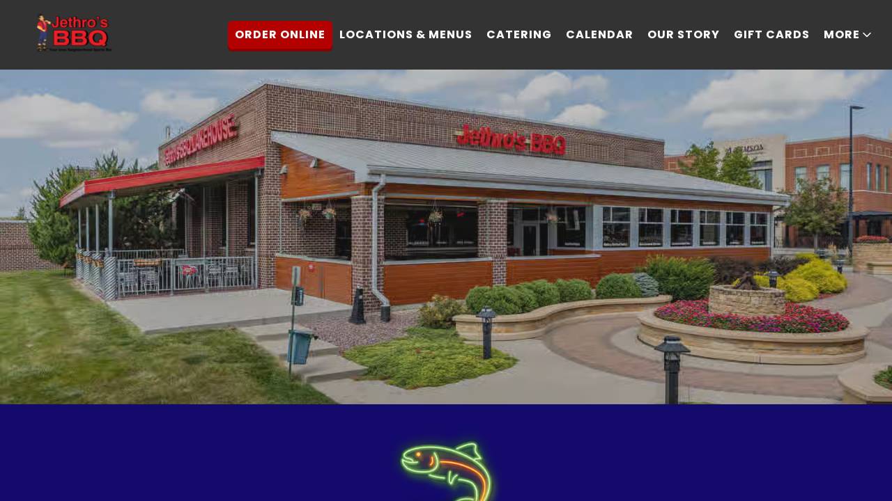 Jethro's BBQ n' LakeHouse website screenshot