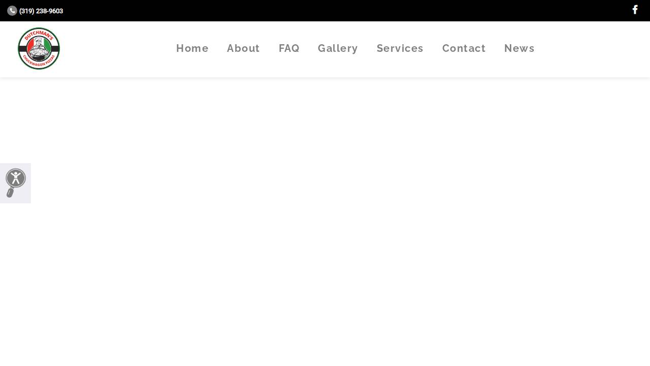 Dutchman's Chuckwagon Pizzas website screenshot