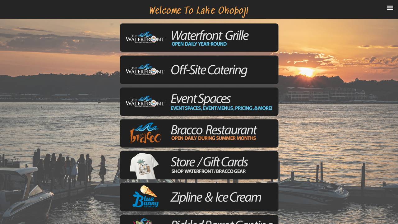 Waterfront Grille & Event Center website screenshot