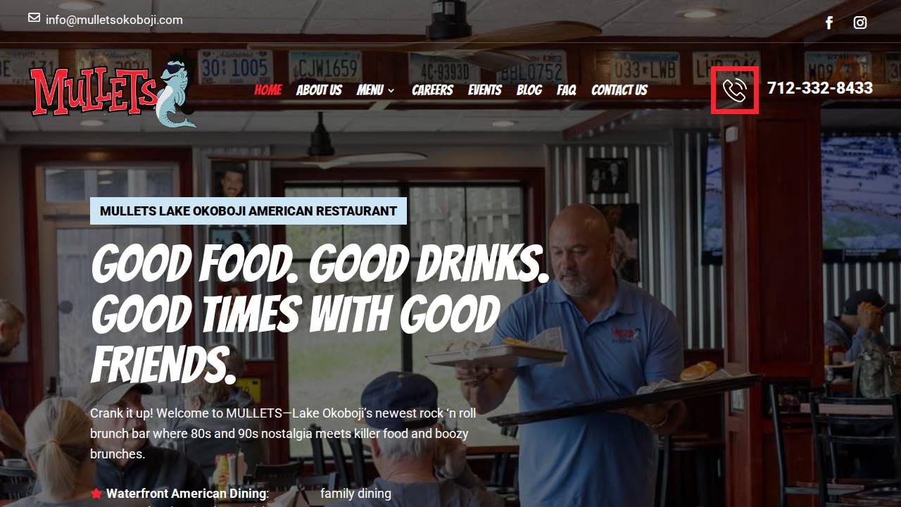 Mullets Lake Okoboji website screenshot