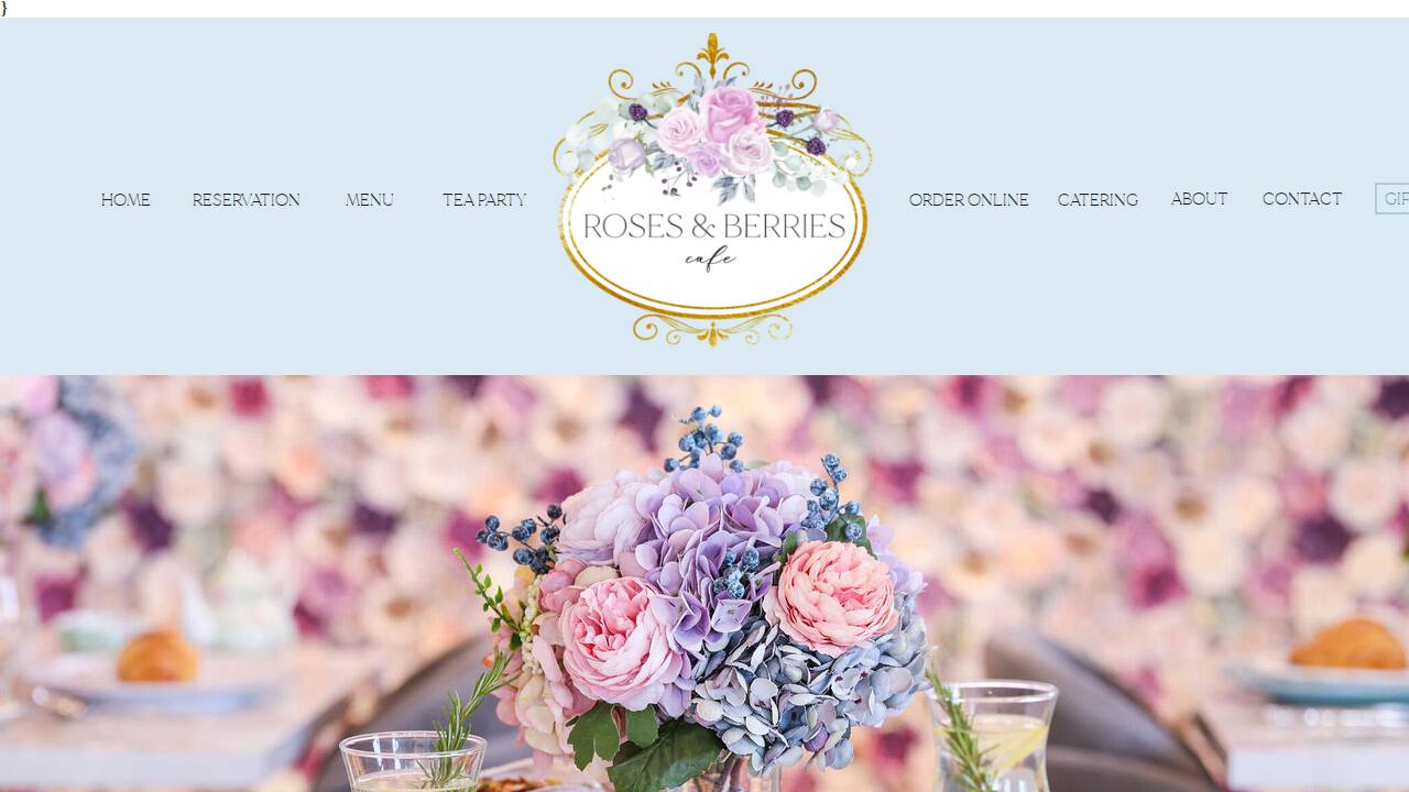 Roses & Berries Cafe website screenshot