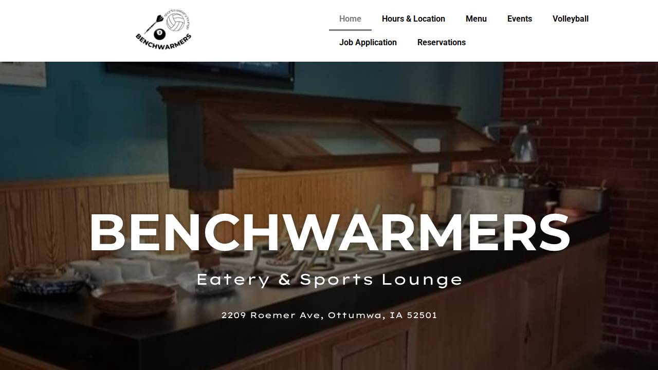 Benchwarmers Eatery & Sports website screenshot