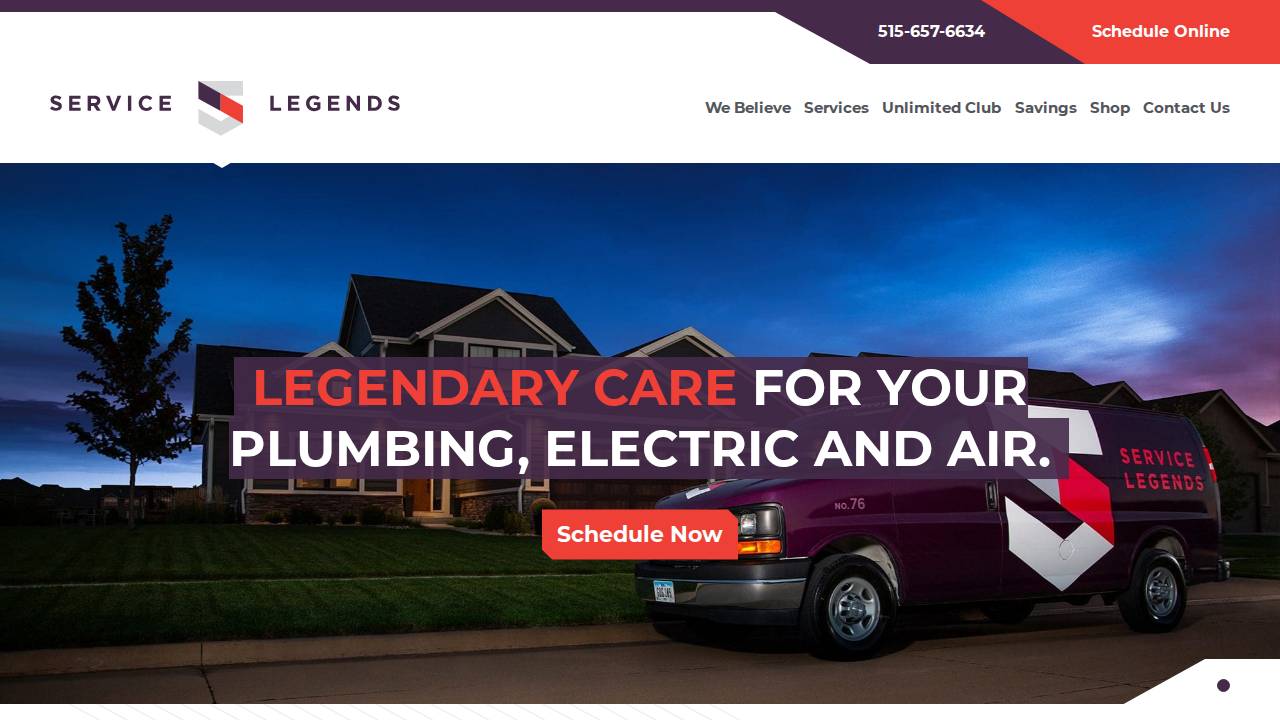 Service Legends website screenshot