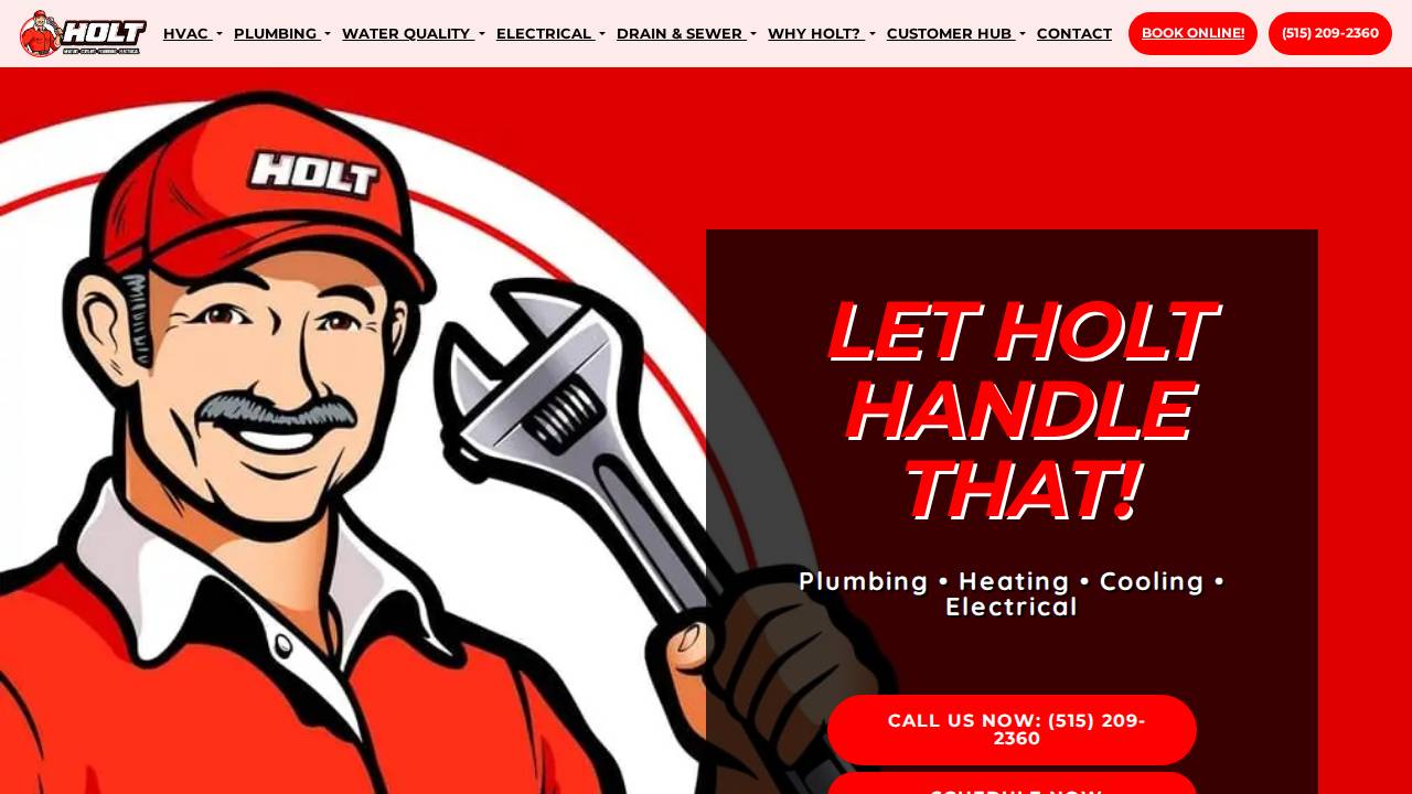 Holt Plumbing website screenshot