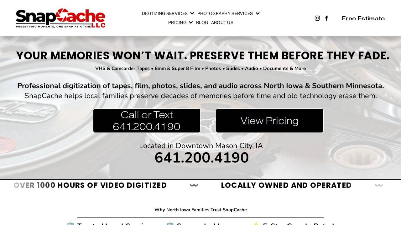 Snapcache LLC website screenshot