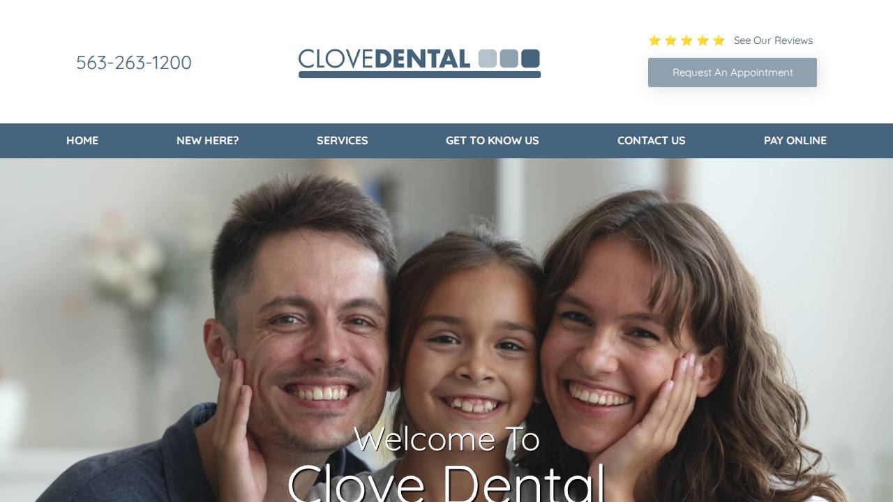 Clove Dental website screenshot