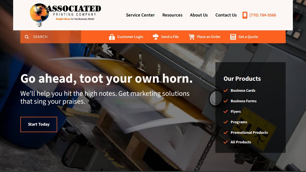 Associated Printing Company website screenshot
