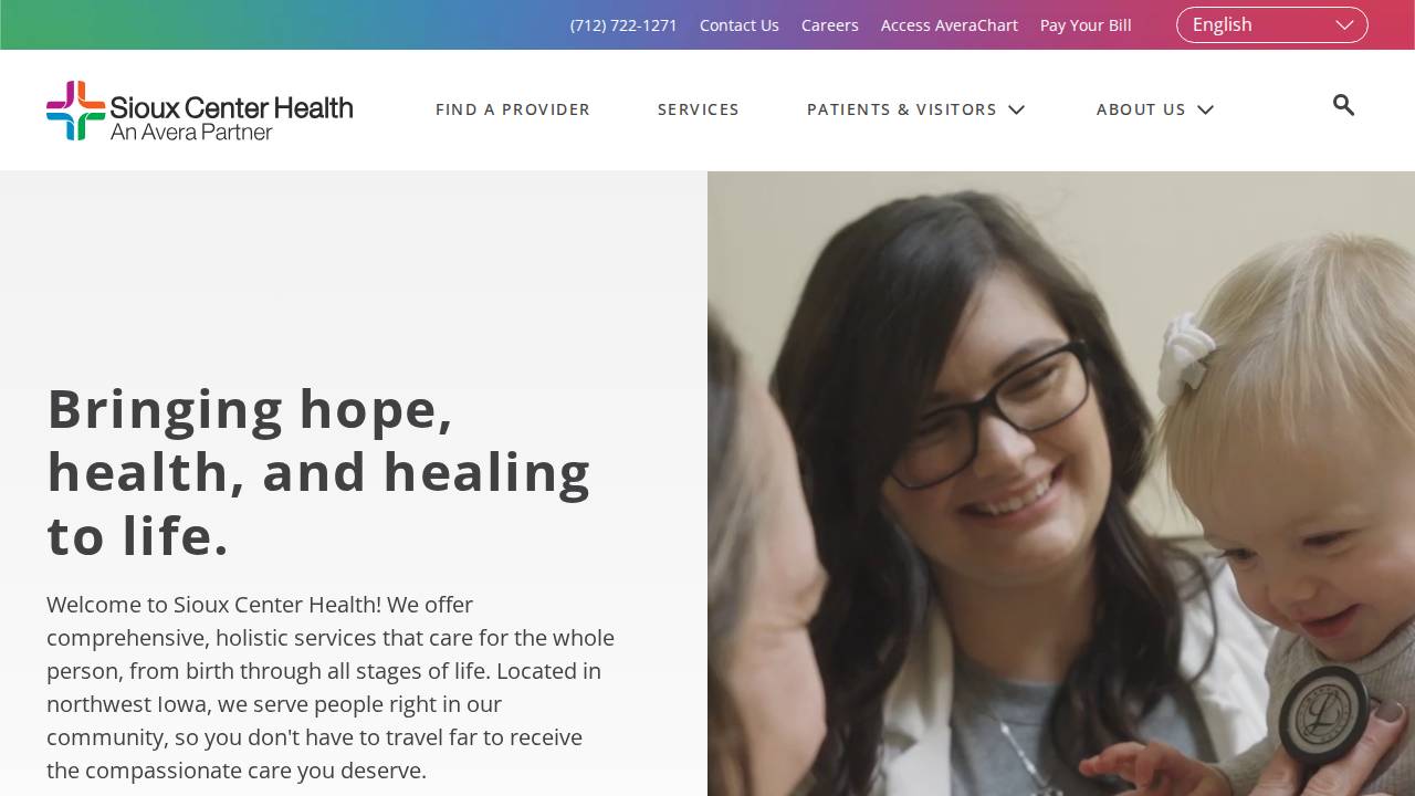 Sioux Center Health website screenshot