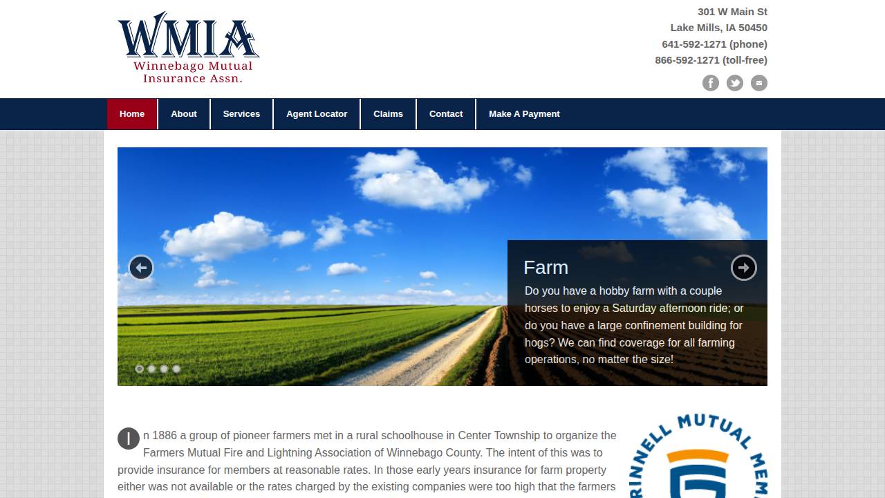 Winnebago Mutual Insurance Association website screenshot