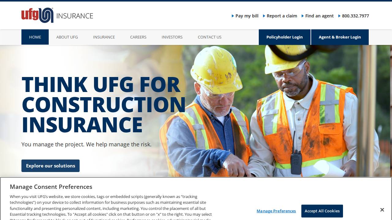 UFG Specialty Insurance Company website screenshot