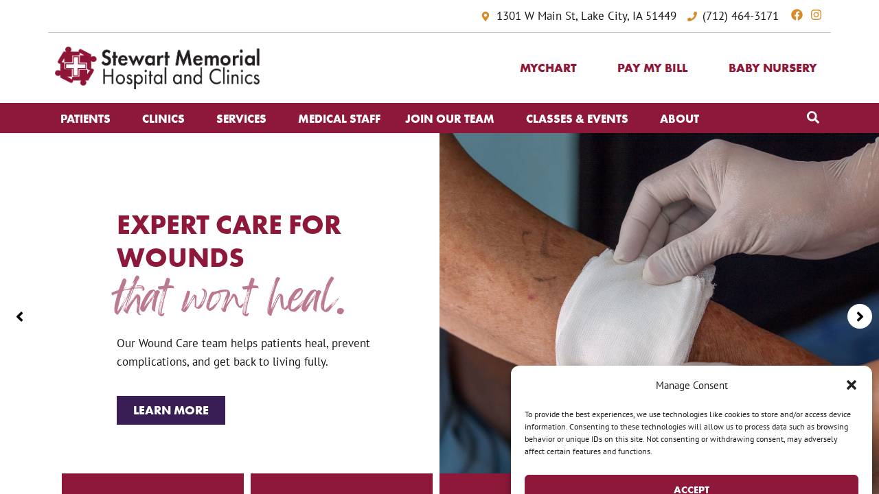 Stewart Memorial Community Hospital website screenshot
