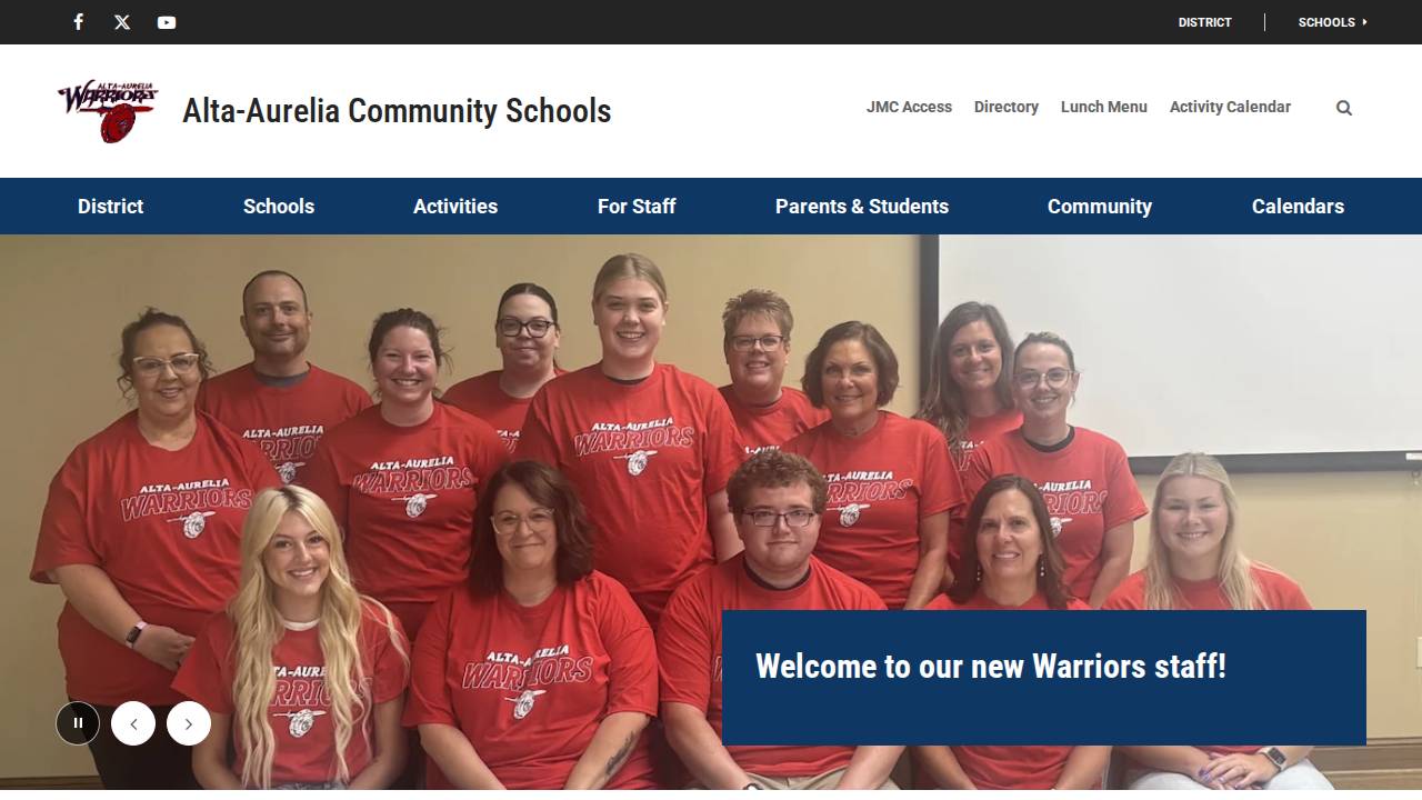 Alta-Aurelia Comm School District website screenshot
