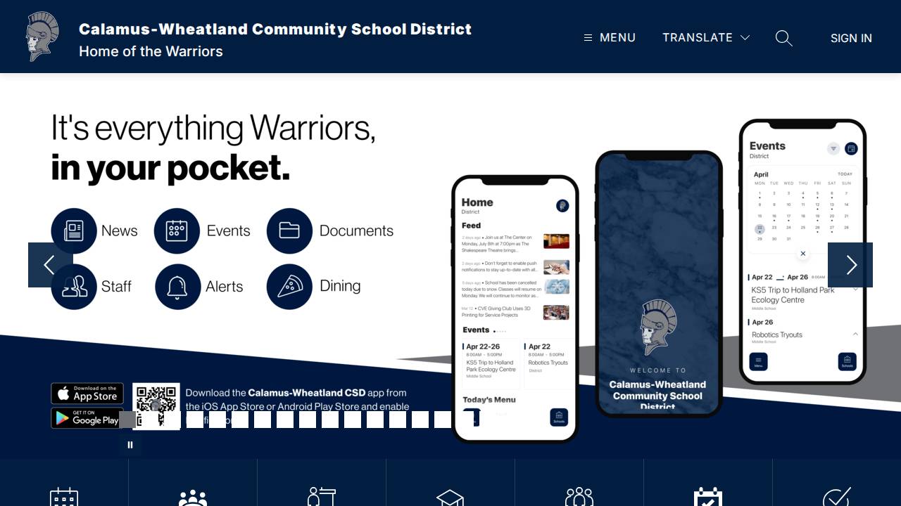 Calamus-Wheatland Comm School District website screenshot
