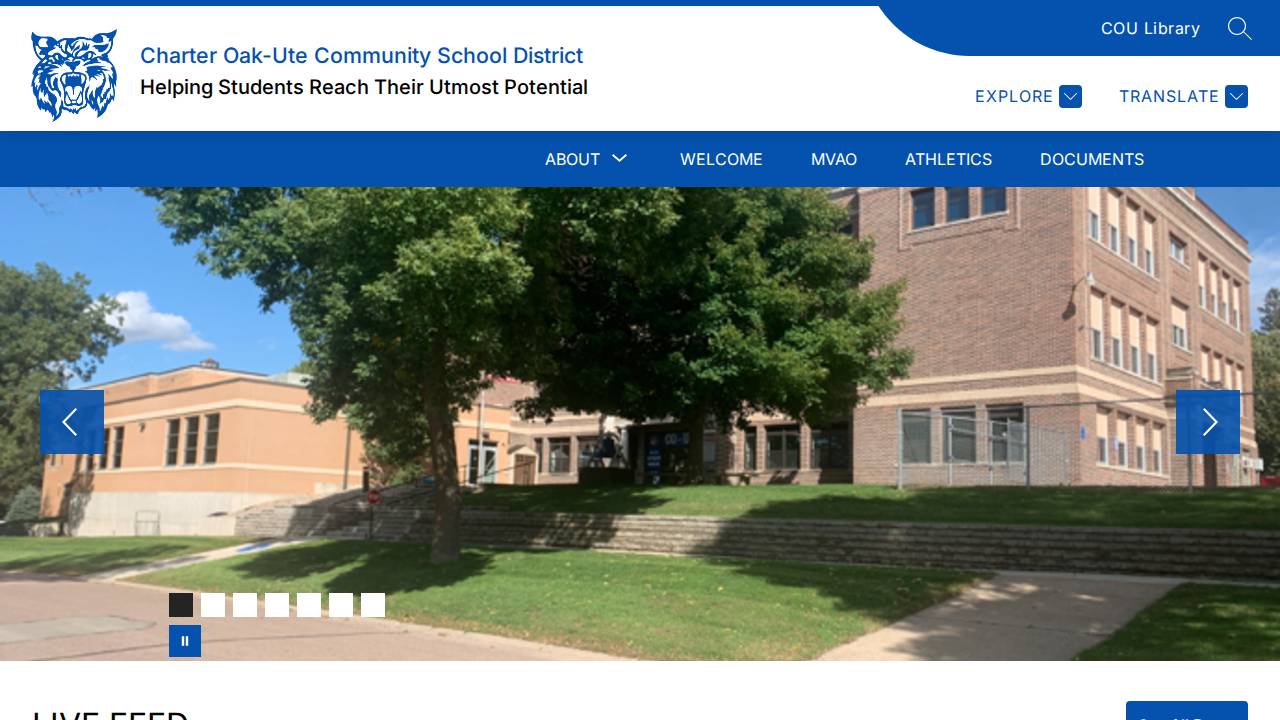 Charter Oak-Ute Comm School District website screenshot