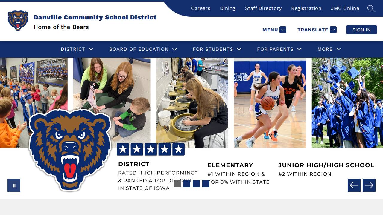 Danville Comm School District website screenshot